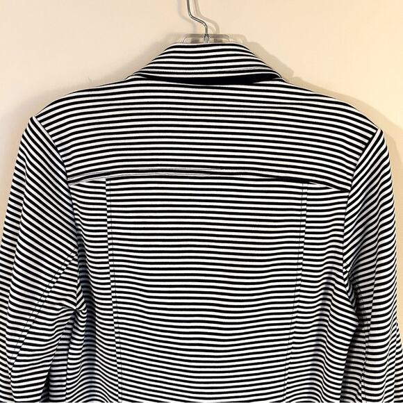 CAbi Navy/White Striped 3/4-Sleeve Double Breasted Blazer Jacket Size Medium - Picture 9 of 13